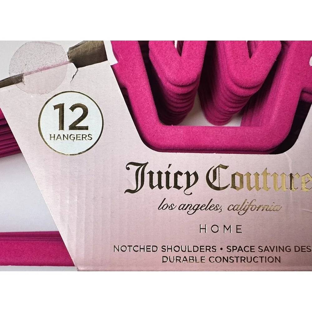 Juicy Couture Pink Velvet Hangers Crown Top Set of 12 Closet Organizer